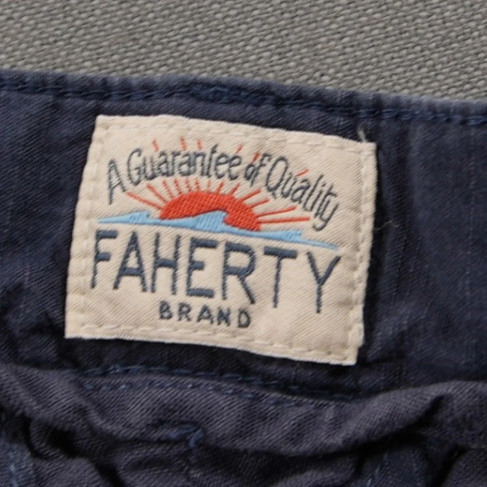 Faherty Linen Blend Flat Front Casual Men Shorts 40 Casual Chino Coastal